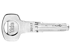 Chiave grezza yale 016p106 - 6 spine (Y016P106) - ottone nichelato, compatibile chiavi CORBIN Eurostar PK350, profilo reversibile