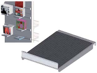 Pianetto in lamiera con tappetino in gomma verniciato grigio ral 7035 - mm.200 l.x300 p. - accessorio con aggancio universale ABU