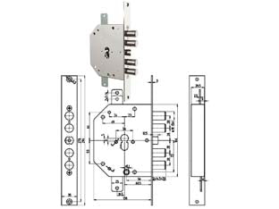 Serratura triplice infil. c/scrocco cil. eu. clever blindate 2151 pe - mm.60 DX (2151PEN-01NCL/FL) - serratura a profilo europeo per porte blindate con scrocco azionato da chiave e da quadro maniglia, versione con Blocco Cleve...