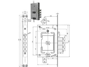 Serratura tripl. applic. c/scr. multif. d/m + d/m blind. revers. 2756 - chiave mm.92 (2756-01) - serratura a doppia mappa per porte blindate e dispositivo C.T.G. come riferma della serratura principale con scrocco azionato...