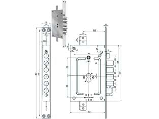 Serratura tripl. inf. c/scr. multif. p.e + d/m blind. rev. 2951 pe-dm - mm.68, chiave mm.92 (2951PEN-01) - serratura multifunzione per porte blindate a doppio sistema (profilo europeo + doppia mappa) con scrocco azionato dal cilindr...