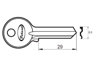 Chiave grezza k2765 r1 - in ottone nichelato, per lucchetti 2765-2890-2920