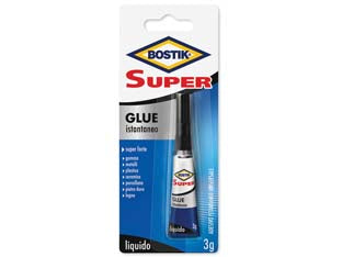 Colla super glue - gr.3 - in blister, colla istantanea e invisibile, ideale per incollare istantaneamente ceramica, metalli, pietre dure, pelle, cuoio,...