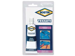 Colla per tessuti - gr.50 - in blister, colla per incollare tessuti e stoffa di ogni tipo come cotone, lino, feltro, juta o fibra di cocco, non indicato ...