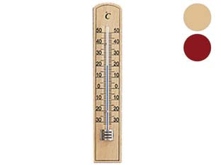 Termometro legno eco - chiaro - mm.200x36 - in legno di faggio, scala -15°C/+50°C, per uso interno ed esterno