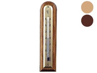 Termometro legno noce arrotondato - chiaro - mm.183x43 - in legno con forma arrotondata, scala -10°C/+50°C, uso interno, capillare a liquido