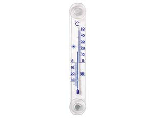 Teermometro in plastica per finestra esterno con ventose - mm.210x28 - plastica resistente, scala -35°C/+50°C, uso esterno, con ventose, adatto per osservare la temperatura dall'interno