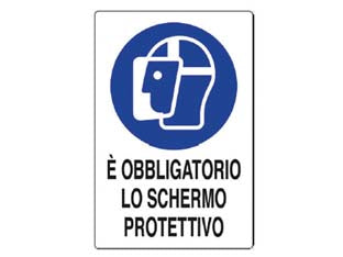 Cartello e obbligatorio lo schermo protettivo - cm.20x30h. in plastica - Nessuna Descrizione per questo prodotto