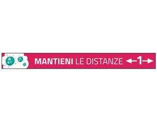 Strisce adesive calpestabili mantieni le distanze cm.10x100 - antiscivolo, fondo rosso con scritta bianca