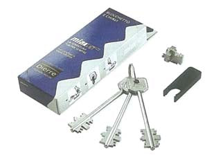 Blocchetto di ricambio sigillato con 3 chiavi doppia mappa mm.116 - (BLO3210) - astuccio con 3 chiavi diritte lunghezza mm.116, blocchetto, estrattore, per serie applicare, heavy, strong, double, click cla...