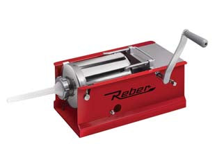 Insaccatrice con cilindro inox a 2 velocita - capacità di kg.3 (8956N) - realizzata con struttura portante in acciaio verniciato, tubo in acciaio inox AISI-304, sistema di riduzione/moltiplicazione ...