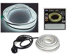 Tubo neon tapelight bianco freddo per uso interno esterno - mt.6 - per uso interno ed esterno, 120 led per metro, cavo alimentazione cm.150