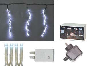 Tenda 288 led bianco freddo per esterno con gioco luci - mt.5 + mt.6 x 1 - 36 fili - tensione 220-250v/50Hz, con spina SCHUKO, grado di isolamento IP44 , confezionata in scatola illustrata