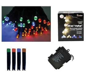 Luci 120 led multicolor a batteria per interno con gioco luci - mt.0,3 + 11,9 - cavo verde, con 8 giochi luce, timer giornaliero 6h ON, 18h OFF, alimentazione 3 batterie stilo AA 1,5v (batterie non incluse...