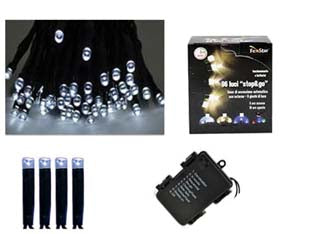 Luci 120 led bianco freddo a batteria per interno con gioco luci - mt.0,3 + 11,9 - cavo verde, con 8 giochi luce, timer giornaliero 6h ON, 18h OFF, alimentazione 3 batterie stilo AA 1,5v (batterie non incluse...