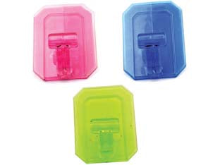 Ganci giganti adesivi in plastica trasparenti colori assortiti - mm.59x78h. - adatto come appendi accapatoio per bagni e docce