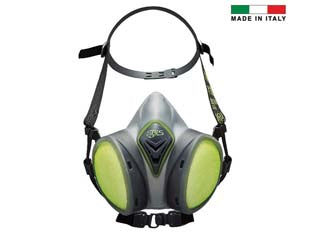 Maschera in gomma termoplastica serie bls 8100 next con filtri - semimaschera pronto all'uso, riutilizzabile, senza necessità di manutenzione o sostituzione dei filtri, protezione A1P2 R D, ...