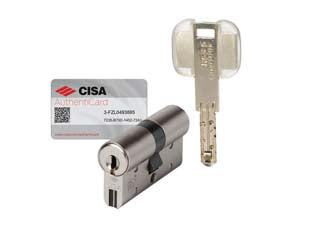Cilindro europeo frizionato rs3 s new ol3s1 - mm.85 decentrato (35x50) 10L3S131012NWCA - dotazione 5 chiavi piatte reversibili a collo lungo, in alpacca con elemento mobile (brevetto CISA) e codice sulla testa + 1...