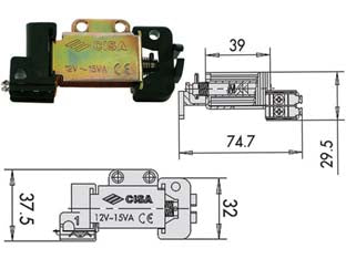 Bobine tensione 12v per serratura elettrica 07025 00 - adatta per serie Cisa art.: 1A610, 1A611, 1A630, 1A631, 1A721, 1A731