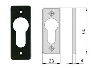 Bocchetta in nylon nero per cilindri sagomati 06012 01 - mm.23x60, spessore mm.4 (06012010) - Nessuna Descrizione per questo prodotto