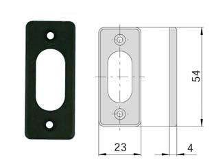 Bocchetta in nylon nero per cilindri ovali 06027 01 - mm.23x54, spessore mm.4 (06027010) - Nessuna Descrizione per questo prodotto