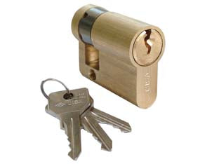 Mezzi cilindri a infilare cisa sagomati 0g304 - mm.40 decentrato (30x10) (0G304020KA) - corpo in ottone con 3 chiavi in ottone nichelato, mezzo cilindro con camma regolabile in 8 posizioni