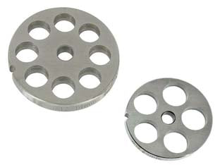 Piastre in acciaio inox per tritacarne elettrici - n°22 foro mm.8 - adatte per tritacarne elettrici REBER, idonee al contatto con alimenti