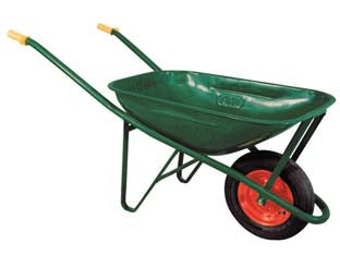Carriola per edilizia con vasca verde zincata smontata lt.75 - vasca verde zincata smontata lt.70 spessore 6/10 - vasca smontata in lamiera d'acciaio stampata verniciata verde con bordo antinfortunistico, telaio tubolare resistente, con ma...