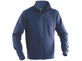 Felpa con zip cotone e poliestere - tg.L - navy - felpa dotata di 2 ampie tasche inferiori, apertura centrale con zip lunga, fondo e polsini in costina elastica, tessuto 80% c...
