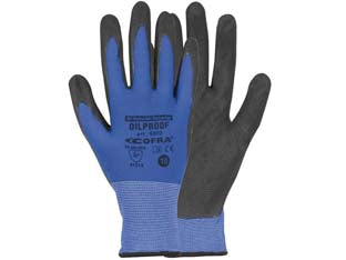 Guanti da lavoro oil proof in nitrile - tg.L - elevata resistenza all’abrasione, fodera in nylon trasparente, grip elevato su superfici oleose grazie allo speciale rivestim...