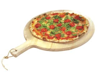 Tagliere rotondo con manico - ø cm.34 - in legno massello di abete, spessore cm.1,8