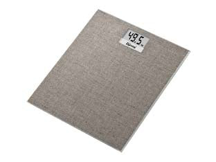 Bilancia pesapersone elettronica bp28 kg.150 vetro tortora - vetro tortora effetto tessile - piattaforma in vetro temprato, dsplay LCD a cifre digitali (mm.72x30), misurazione gr.100/kg.5, accensione automatica e auto...