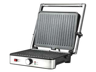 Bistecchiera petravera bs44 1400w - potenza 1400w - rivestimento antiaderente effetto pietra per una cucina più sana, piastre cm.30x24 con possibilità di apertura a libro 180°, ...