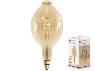 Lampada a bulbo gigante led vintage e27 - 4w - 2200°K calda - 350 lm - 180x380h - 220-240V, lampada led 360°, durata media 15.000 ore, testata per 100.000 accensioni, accensione istantanea, non dimmerabile