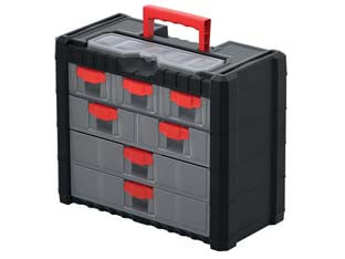 Cassetta portaminuteria multicase cargo - mm.400x200x326h. art.KMC401 - struttura polipropilene, maniglia plastica ergonomica, 7 cassetti frontali, 1 vaschetta superiore portaminuteria
