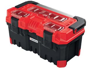Cassetta portautensili titan plus rossa - mm.554x286x276h. carico max Kg.20 art.KTIPA5530 - struttura polipropilene, cerniere ABS, maniglia alluminio, coperchio 3 vaschette portaminuterie e 1 scomparto, vassoio estrai...