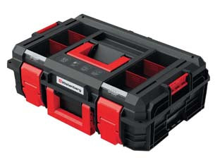 Cassetta portautensili xblock log - mm.546x380x194h. carico max Kg.50 art.KXB604020F - struttura polipropilene rinforzata, cerniere ABS, maniglia plastica superiore e frontale, coperchio opaco con 2 vaschette por...