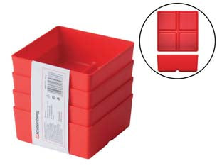 Valigia portaminuteria unite set pezzi 4 - mm.110x110x50h. art.KBS115 - struttura polipropilene, utilizzo valigette portaminuteria e portautensili, colore rosso