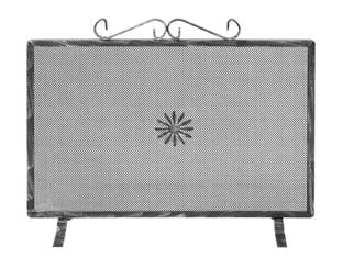 Parascintille rettangolare con decoro per camino - cm.70x50h. - in ferro battuto verniciato nero