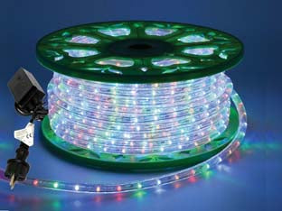 Tubo luminoso 1200 led 3 vie multicolor uso int.est. c/gioco luci mt50 - mt.50 - tensione 220-250v/50Hz, con spina SCHUKO, grado di isolamento IP44