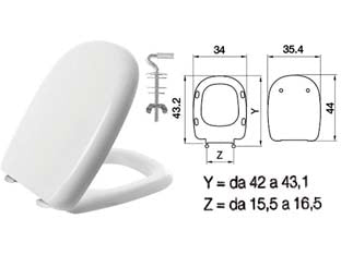 Sedile wc in termoindurente five bianco cerniere inox h025s - sedile wc in termoindurente con forma dedicata al modello Tesi Ideal Standard, colore bianco, brillante e inalterato nel temp...