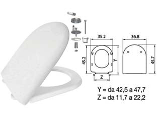 Sedile wc in termoindurente luna 2 bianco cerniere inox h050 - sedile wc in termoindurente con forma dedicata, colore bianco, brillante e inalterato nel tempo, resistente ai graffi e alla ...
