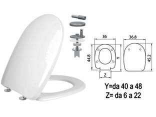 Sedile wc in termoindurente aqua cerniere inox h341 - sedile wc in termoindurente con forma universale, colore bianco, brillante e inalterato nel tempo, resistente ai graffi e all...