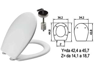 Sedile wc in termoindurente sebino bianco cerniere inox h057 - sedile wc in termoindurente con forma universale, colore bianco brillante e inalterato nel tempo, resistente ai graffi e alla...