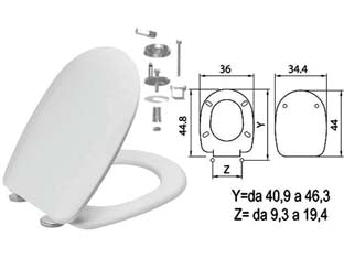 Sedile wc in termoindurente passepartout bianco cerniere inox h050 - sedile wc in termoindurente con forma universale, colore bianco, brillante e inalterato nel tempo, resistente ai graffi e all...