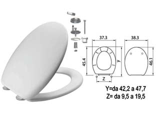 Sedile wc in termoindurente mambo bianco cerniere inox h050 - sedile wc in termoindurente con forma universale , colore bianco, brillante e inalterato nel tempo, resistente ai graffi e al...