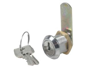 Cilindri a leva per armadietti 150 - mm.30 finitura cromata - ø mm.19, fissaggio con dado e levetta zincata applicata, cilindro a lamelle con 2 chiavi