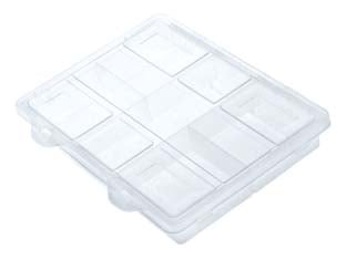 Valigetta portaminuteria knox - mm.200x160x35h. art.KKNO2015 - struttura polipropilene -coperchio e corpo trasparente, 5 scomparti