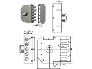 Serratura da applicare senza scrocco con pomolo a pompa 3000 - cilindro mm.60 SX (3000-52N) - serratura da applicare con cilindro a pompa senza scrocco, 5 catenacci, comando interno: pomolo, finitura verniciata, 1 punto...
