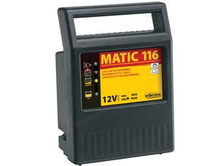 Caricabatteria elettronico matic 116 12v - alimentazione 230V, potenza 80W, tensione di carica 12V, corrente di carica efficace 6A, capacità batteria 5/90Ah min/max, ti...